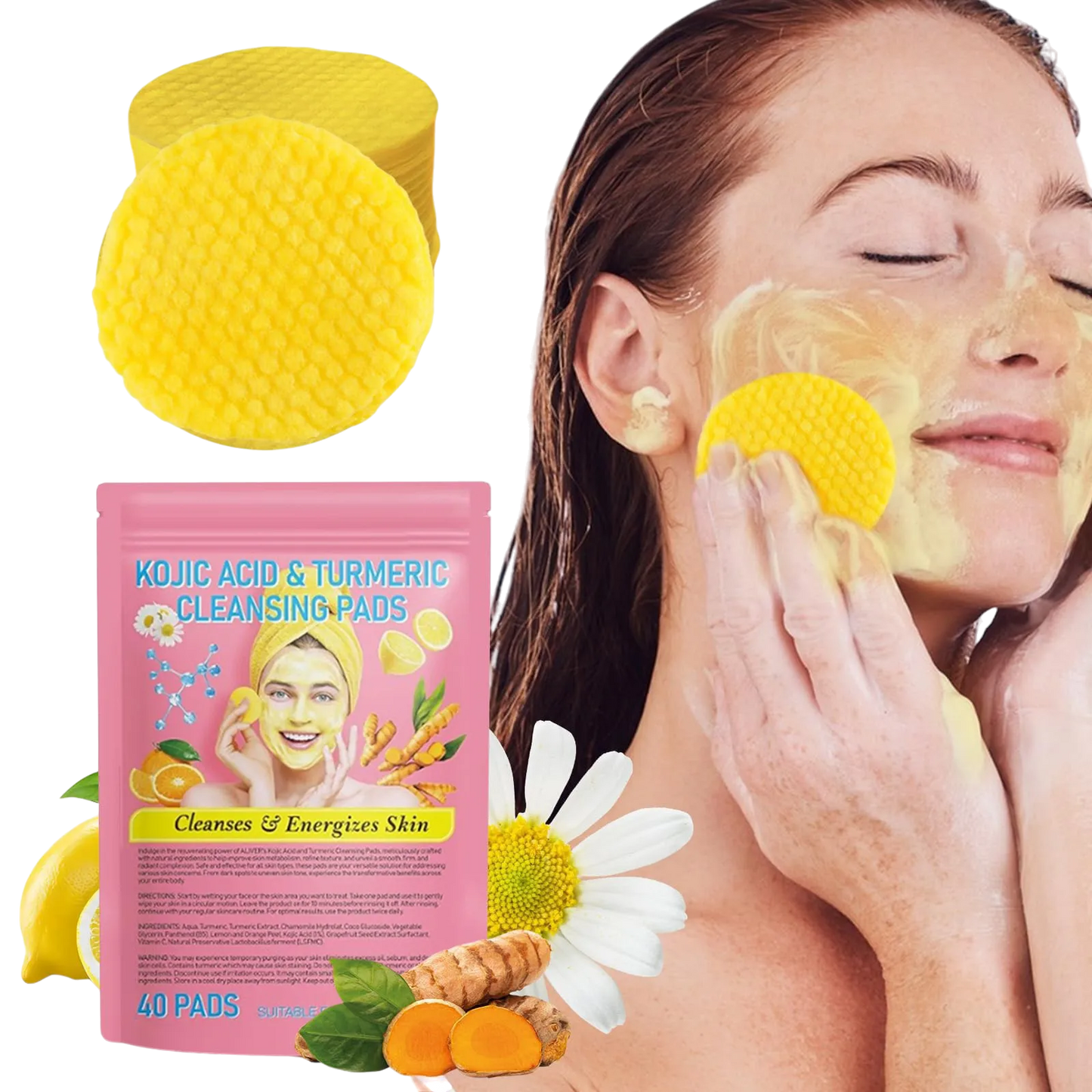 GlowFusion: Turmeric Kojic Acid Facial Pads - Blissean